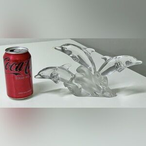 Vintage Lenox German Lead Crystal TRIO OF LIGHT 3 Dolphin Figurine Statuette